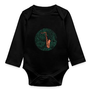 Saxofon - Baby Bio-Langarm-Body - Schwarz - Vorne