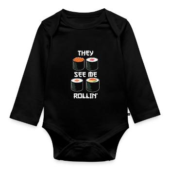 Sushi japan gift - Organic Longsleeve Baby Bodysuit - black - Front