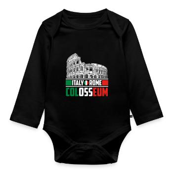 Italien Rom Kolosseum - Baby Bio-Langarm-Body - Schwarz - Vorne