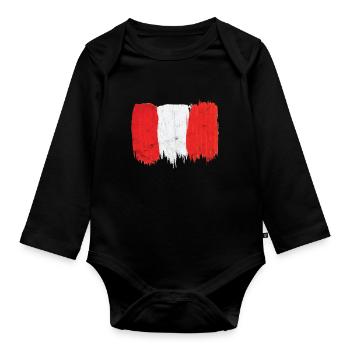 Drapeau du Pérou cadeau Patriot Brushstroke Painter - Body Bébé bio manches longues - noir - Devant