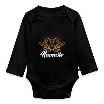 Namaste Méditation Lotus Flower Yoga Pilates - Body Bébé bio manches longues - noir - Devant