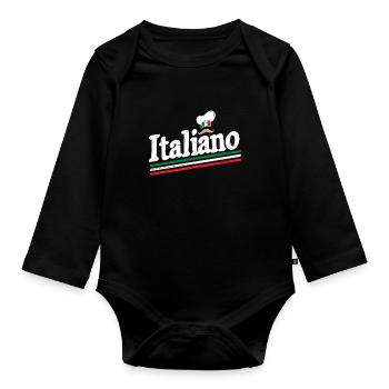 Italie Italien Italiano - Body Bébé bio manches longues - noir - Devant