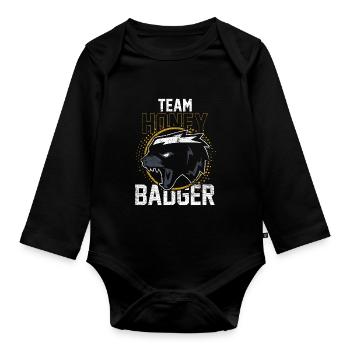 Honey badger gift vintage animal nature - Organic Longsleeve Baby Bodysuit - black - Front