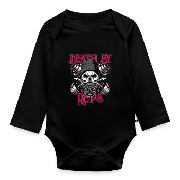 Sport Gym Workout Muskelmann Muskeln Geschenk - Baby Bio-Langarm-Body - Schwarz - Vorne