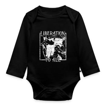 Freedom for all animals gift vintage cow animal - Organic Longsleeve Baby Bodysuit - black - Front