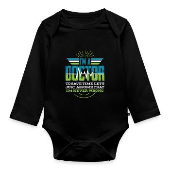 Docteur infirmière infirmière hôpital médecine - Body Bébé bio manches longues - noir - Devant