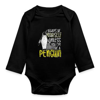 Pinguin Tier Eis schwarz weiß Vogel Geschenk - Baby Bio-Langarm-Body - Schwarz - Vorne