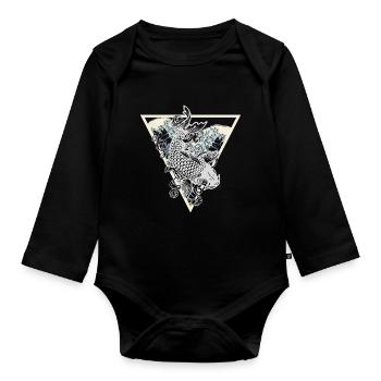 Koi Fish Triangle Japan Water Wave Gift - Organic Longsleeve Baby Bodysuit - black - Front