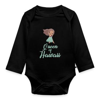 Queen of Hawaii - Organic Longsleeve Baby Bodysuit - black - Front