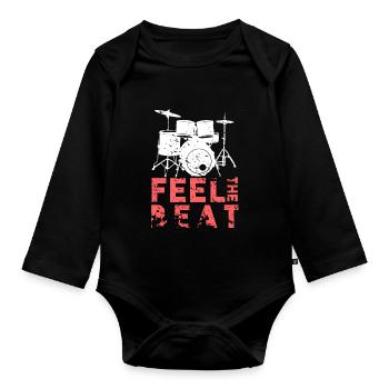 Sentez le battement du batteur cadeau disant - Body Bébé bio manches longues - noir - Devant