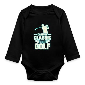 Campus Classic Sport Golf T-Shirt Design - Baby Bio-Langarm-Body - Schwarz - Vorne