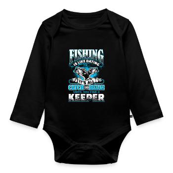 Dating Angler Fischer angeln fischen Geschenk - Baby Bio-Langarm-Body - Schwarz - Vorne