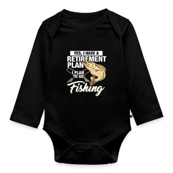 Pêcheur à la ligne pêche pêche cadeau de pêche - Body Bébé bio manches longues - noir - Devant