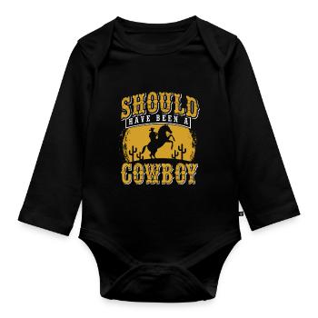 Cowboy - Baby Bio-Langarm-Body - Schwarz - Vorne