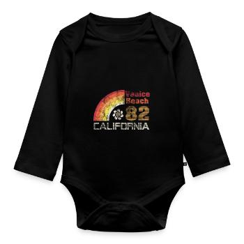 Venice Beach Flower Power Surfer Shirt - Geschenk - Baby Bio-Langarm-Body - Schwarz - Vorne