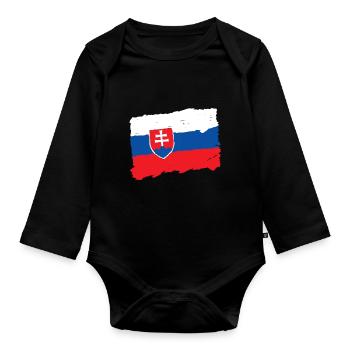 Slovakia Flag - Organic Longsleeve Baby Bodysuit - black - Front