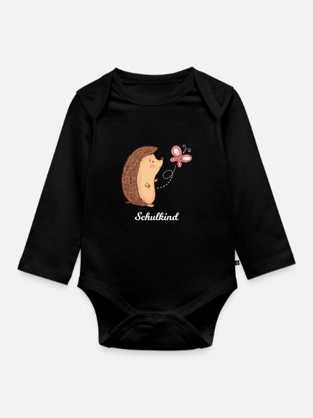 Schulkind Einschulung Schulanfang Geschenk - Baby Bio-Langarm-Body - Schwarz
