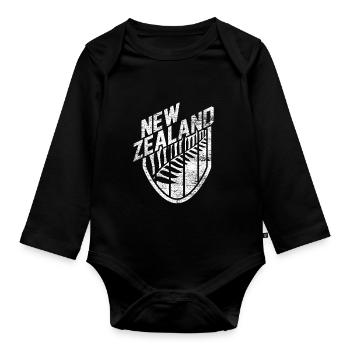 Neuseeland - Baby Bio-Langarm-Body - Schwarz - Vorne