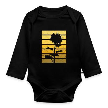 Jardinier jardinier fleuriste fleur fleur de tournesol - Body Bébé bio manches longues - noir - Devant