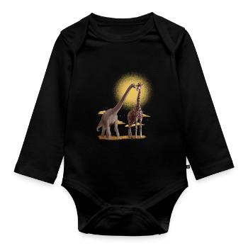 giraffe dinosaure - Body Bébé bio manches longues - noir - Devant