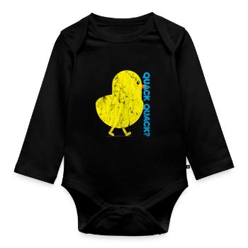 Animals Chicken Quack - Organic Longsleeve Baby Bodysuit - black - Front