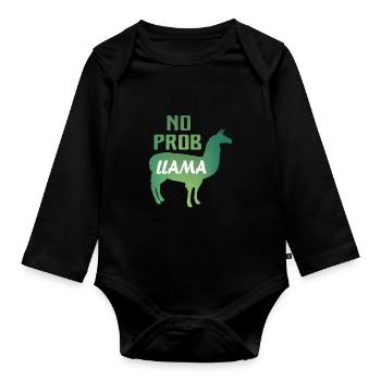 Lustige Sprüche Geschenk Lama Tiersprüche - Baby Bio-Langarm-Body - Schwarz - Vorne