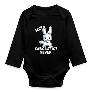 I sarcastic? No way! Rabbit - Organic Longsleeve Baby Bodysuit - black - Front
