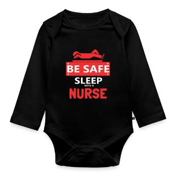 Krankenschwester - Baby Bio-Langarm-Body - Schwarz - Vorne