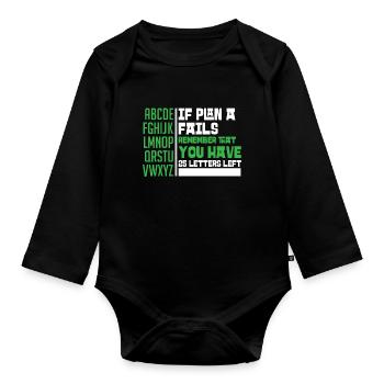 Alphabet - Baby Bio-Langarm-Body - Schwarz - Vorne