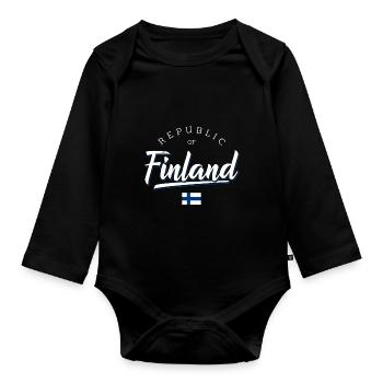 Finlande - Body Bébé bio manches longues - noir - Devant