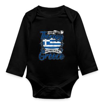 Greece - Organic Longsleeve Baby Bodysuit - black - Front