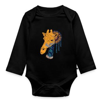 Girafe nomade mondiale - Body Bébé bio manches longues - noir - Devant