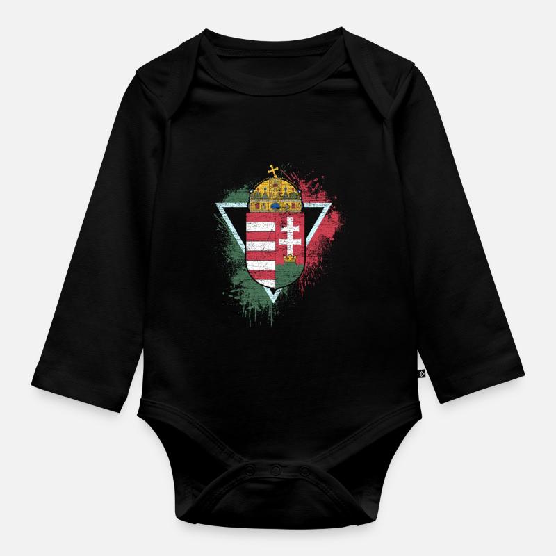 Hongrie - Body Bébé bio manches longues - noir
