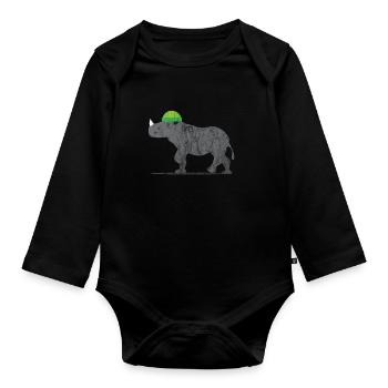 Tiere Rhinoceros - Baby Bio-Langarm-Body - Schwarz - Vorne