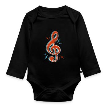 clef de sol - Body Bébé bio manches longues - noir - Devant