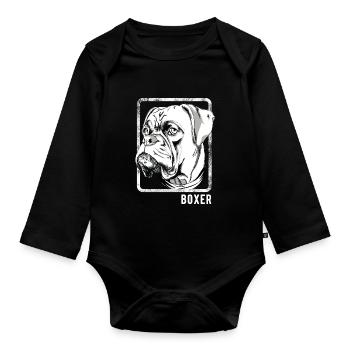 Chiens - boxeurs - Body Bébé bio manches longues - noir - Devant