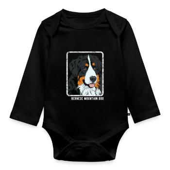 Chiens - Bouvier Bernois - Body Bébé bio manches longues - noir - Devant