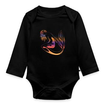 Meerjungfrau Seejungfrau Nixe Märchen - Baby Bio-Langarm-Body - Schwarz - Vorne