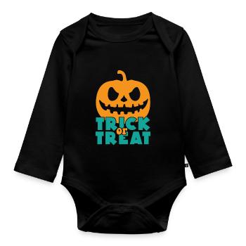 Trick or Treat cadeau Halloween dire - Body Bébé bio manches longues - noir - Devant