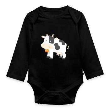 Bande dessinée vache fermier fermier cadeau dessin animé - Body Bébé bio manches longues - noir - Devant
