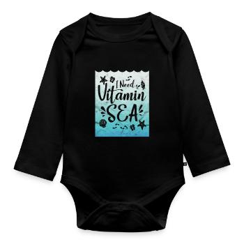 Jeu de mots cadeaux disant vacances Vitamines Sea Party - Body Bébé bio manches longues - noir - Devant