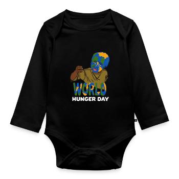 Idée de cadeau pour la faim dans le monde et la journée mondiale de l'alimentation - Body Bébé bio manches longues - noir - Devant