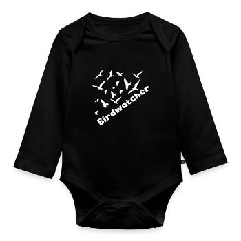 Birdwatcher ornithologist ornithologist gift idea - Organic Longsleeve Baby Bodysuit - black - Front