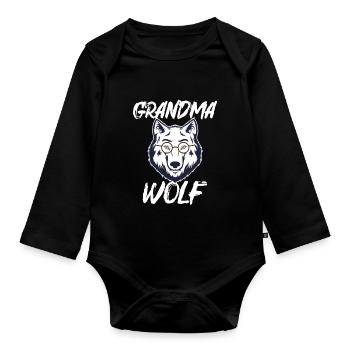 Cadeau de lunettes de grand-loup blanc Direwolf - Body Bébé bio manches longues - noir - Devant