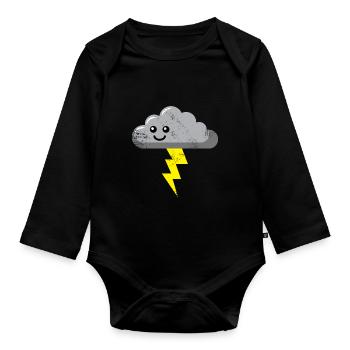 Storm cloud rain storm gift - Organic Longsleeve Baby Bodysuit - black - Front