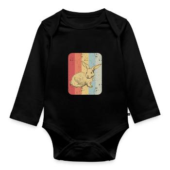 Hase Kaninchen Retro Vintage Geschenk - Baby Bio-Langarm-Body - Schwarz - Vorne