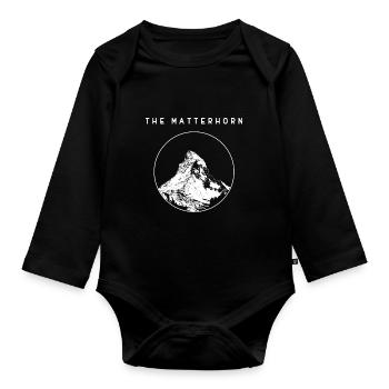 Matterhorn Switzerland gift mountain Zermatt hiking - Organic Longsleeve Baby Bodysuit - black - Front