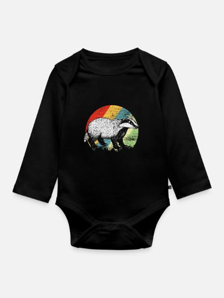 Dachs - Baby Bio-Langarm-Body - Schwarz