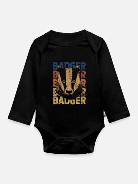 Dachs - Baby Bio-Langarm-Body - Schwarz