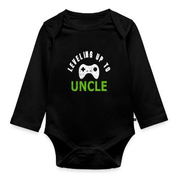 Zocker Gamer Onkel Videospiele Geschenk Gaming - Baby Bio-Langarm-Body - Schwarz - Vorne